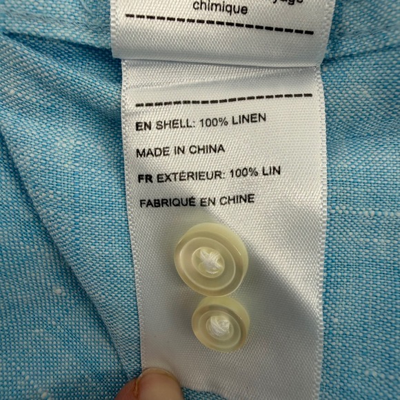 UNTUCKit Mens XX Large Tall Wrinkle Resistant Light Blue Linen Button Down Shirt - Picture 6 of 13